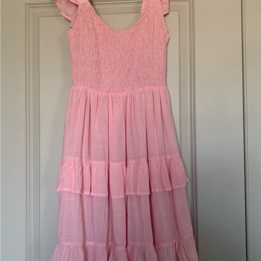 Pink Ruffled Casual Dress